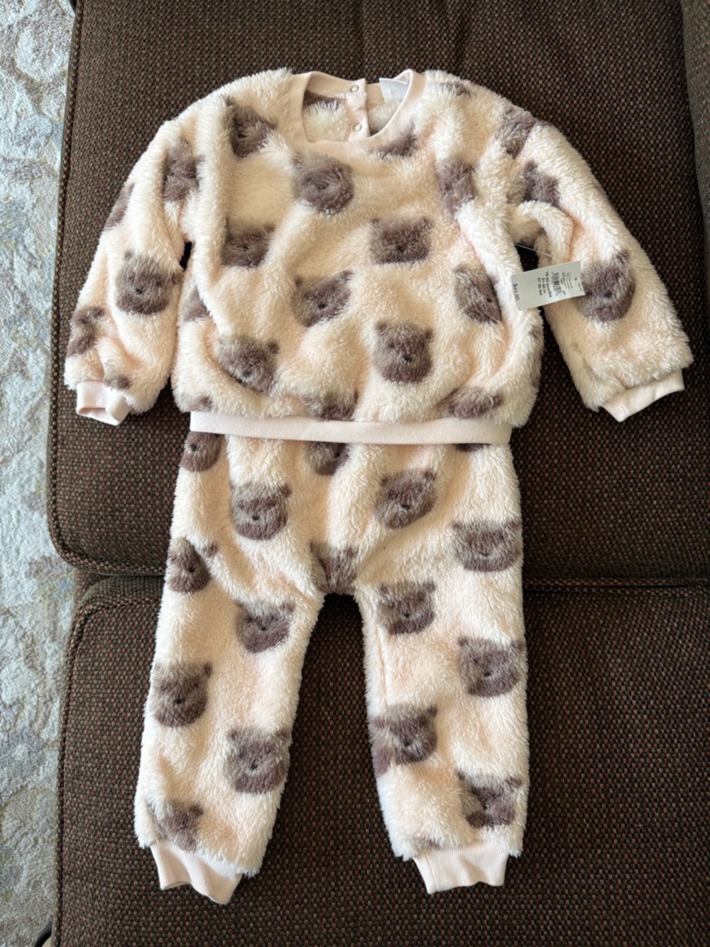 The GAP Plush Bear Print Set - Light Pink and Brown NWT